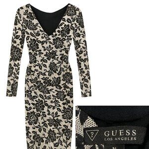 GUESS Los Angeles Black Floral Lace Bodycon Dress